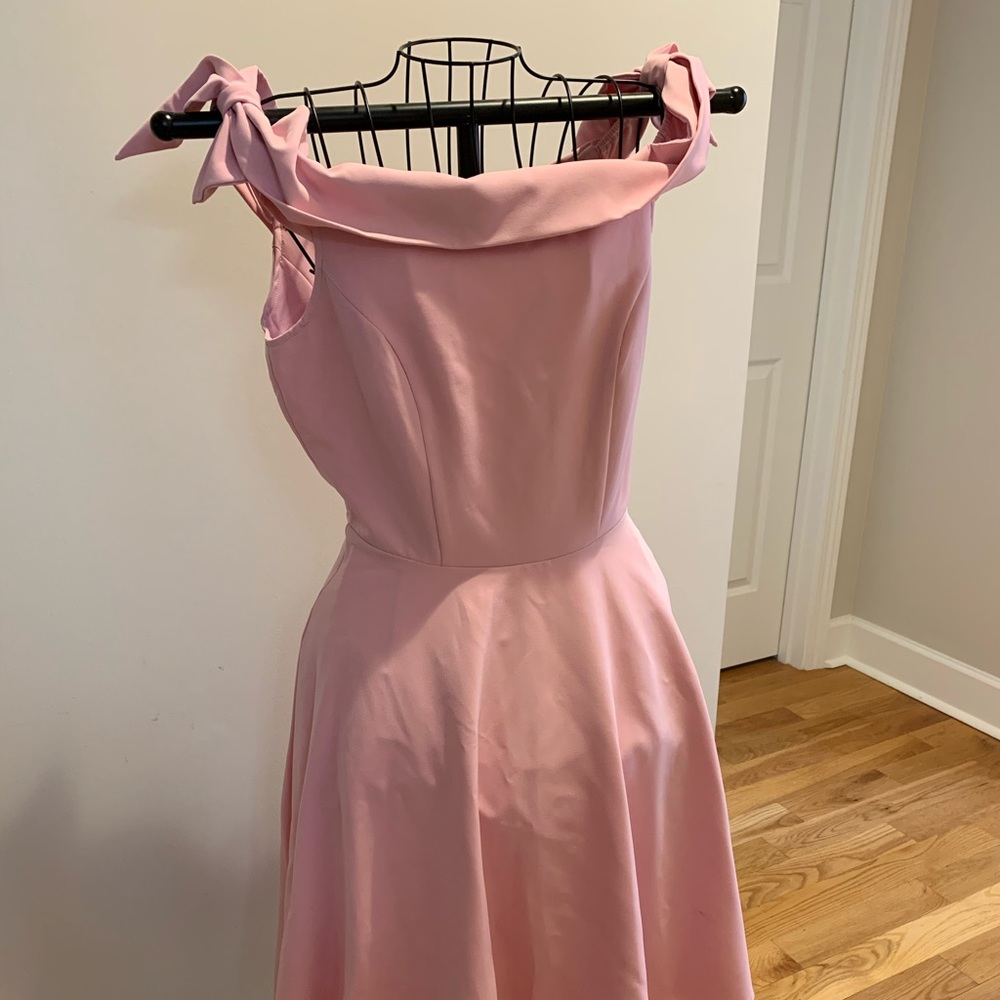 Light Pink Off Shoulder Fit and Flare Dress